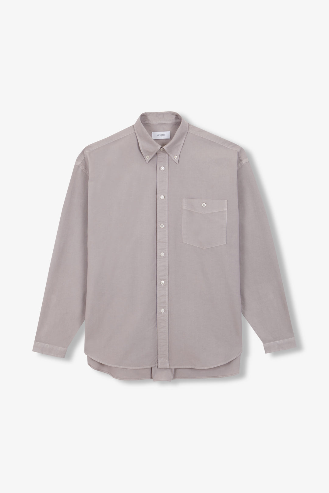 Unfeigned Long Sleeve Washed Oxford Shirt in Fog | Buster McGee