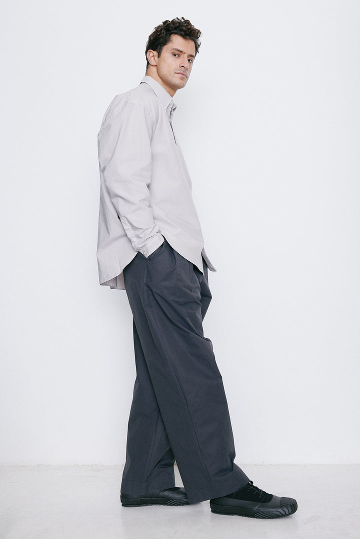 Unfeigned Long Sleeve Washed Oxford Shirt in Fog | Buster McGee