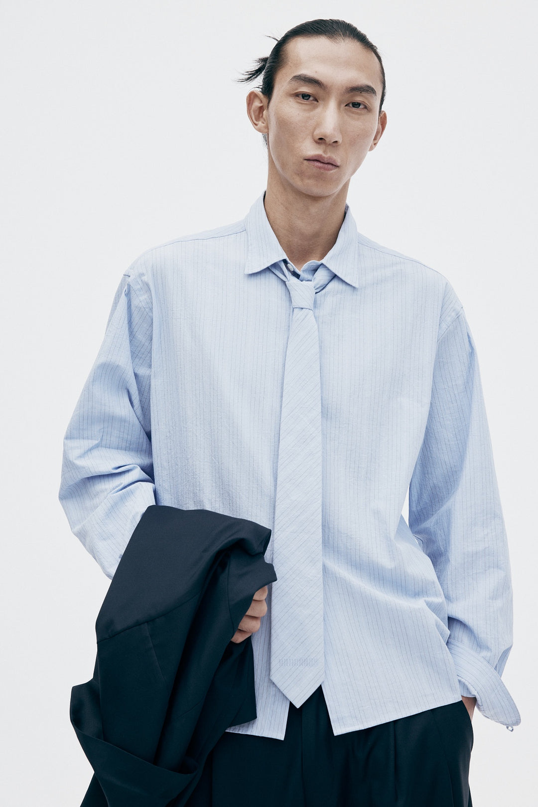 Unfeigned Long Sleeve Relaxed Shirt OC with Blue and Black Stripes