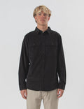 Mr Simple Sawyer Corduroy Long Sleeve Shirt in Black | Buster McGee
