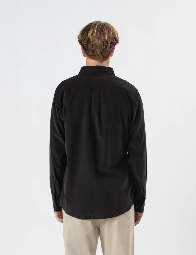 Mr Simple Sawyer Corduroy Long Sleeve Shirt in Black | Buster McGee