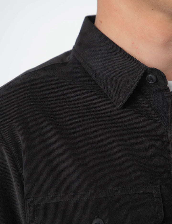 Mr Simple Sawyer Corduroy Long Sleeve Shirt in Black | Buster McGee