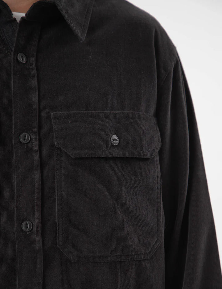 Mr Simple Sawyer Corduroy Long Sleeve Shirt in Black | Buster McGee