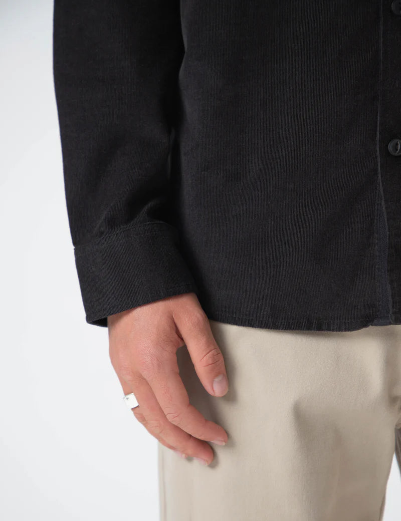 Mr Simple Sawyer Corduroy Long Sleeve Shirt in Black | Buster McGee