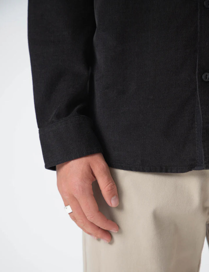 Mr Simple Sawyer Corduroy Long Sleeve Shirt in Black | Buster McGee