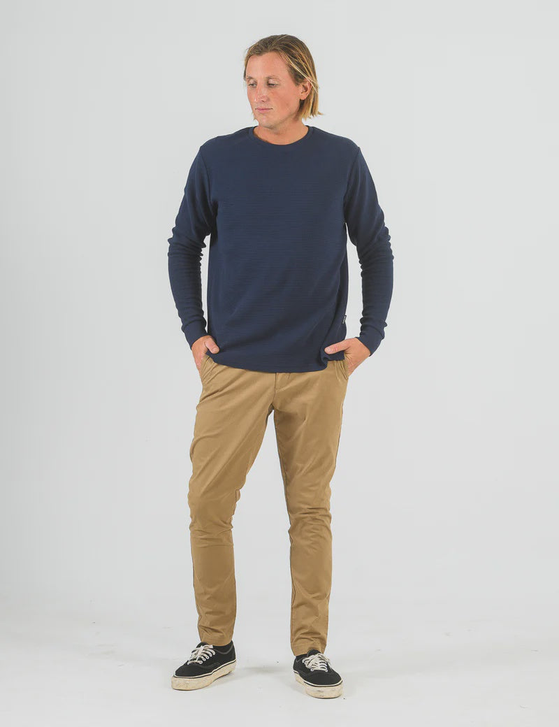 Mr Simple Smith Long Sleeve Waffle Tee in Navy | Buster McGee