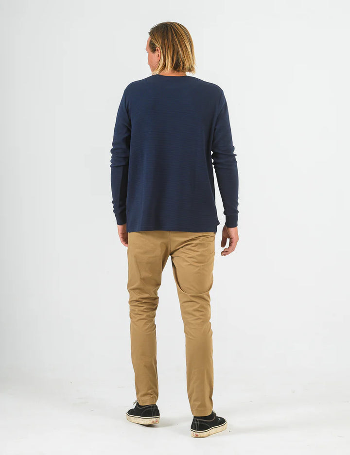 Mr Simple Smith Long Sleeve Waffle Tee in Navy | Buster McGee