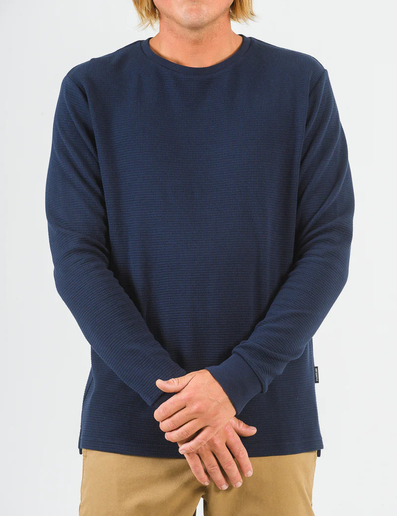 Mr Simple Smith Long Sleeve Waffle Tee in Navy | Buster McGee