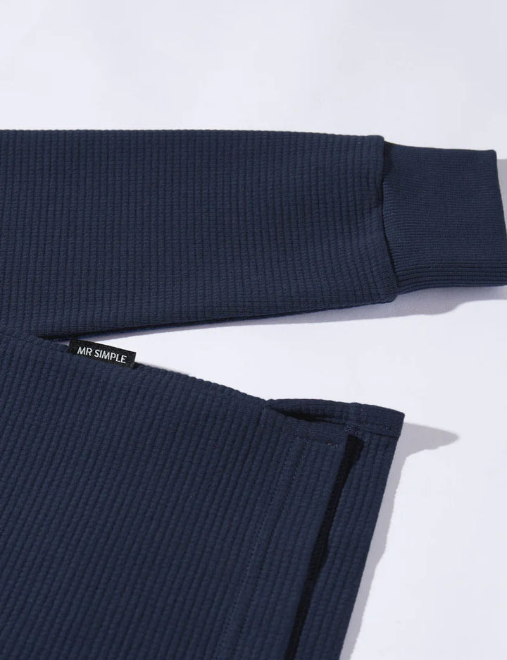 Mr Simple Smith Long Sleeve Waffle Tee in Navy | Buster McGee