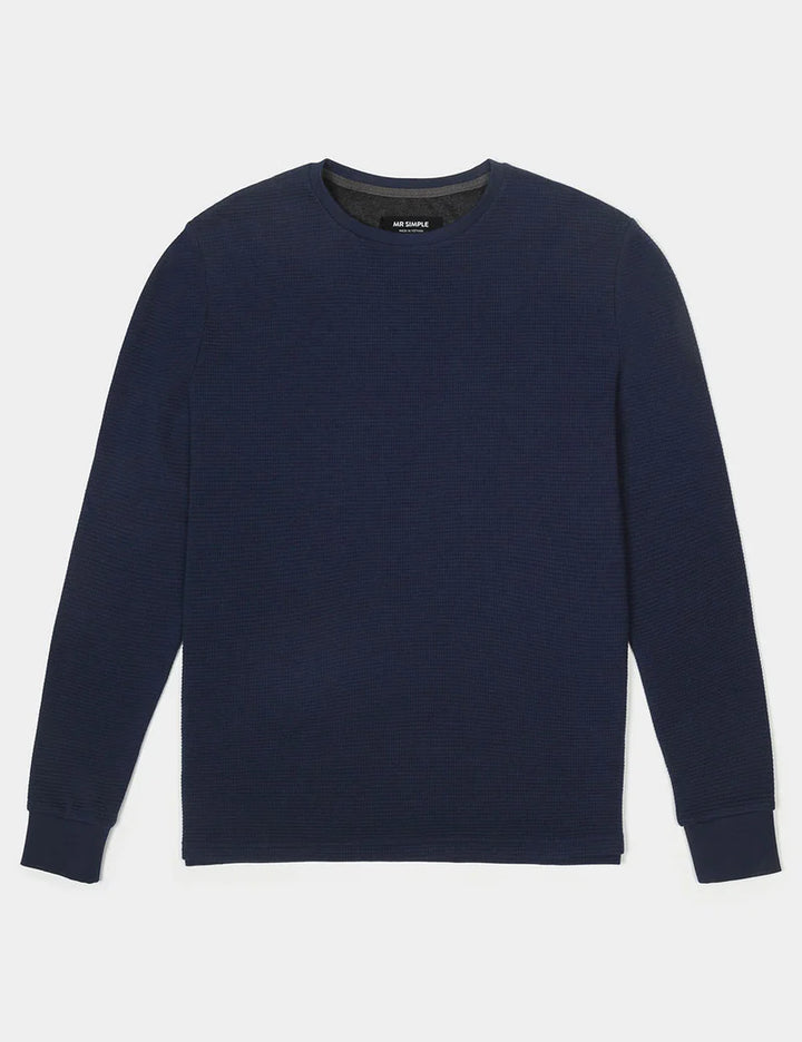 Mr Simple Smith Long Sleeve Waffle Tee in Navy | Buster McGee