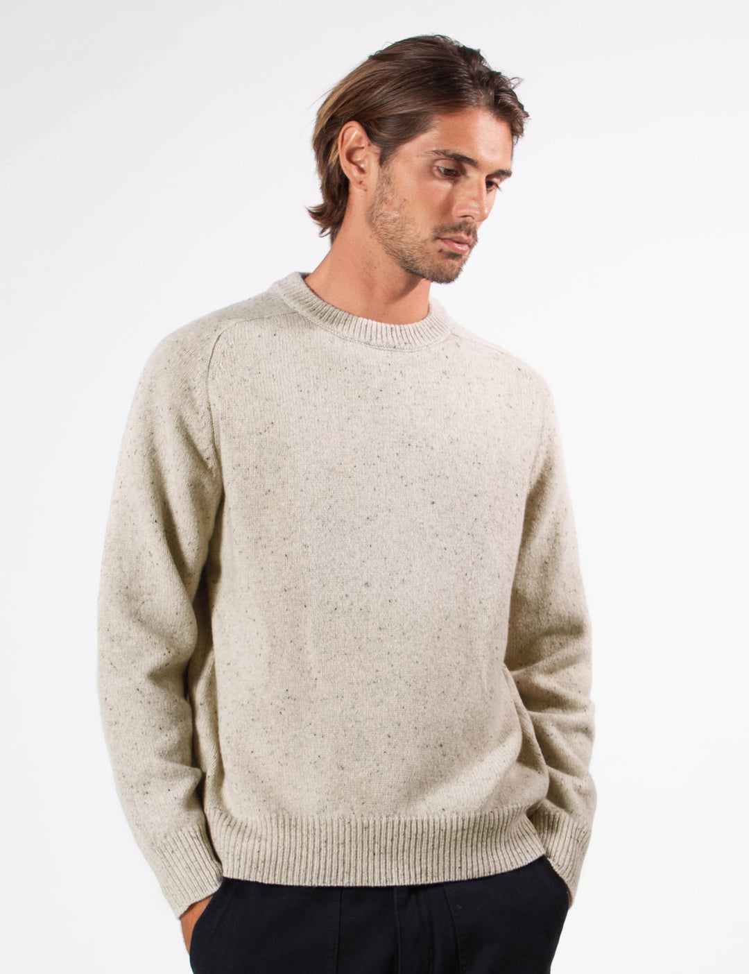 Mr Simple Fred Crewneck Knit in Oatmeal | Buster McGee Daylesford