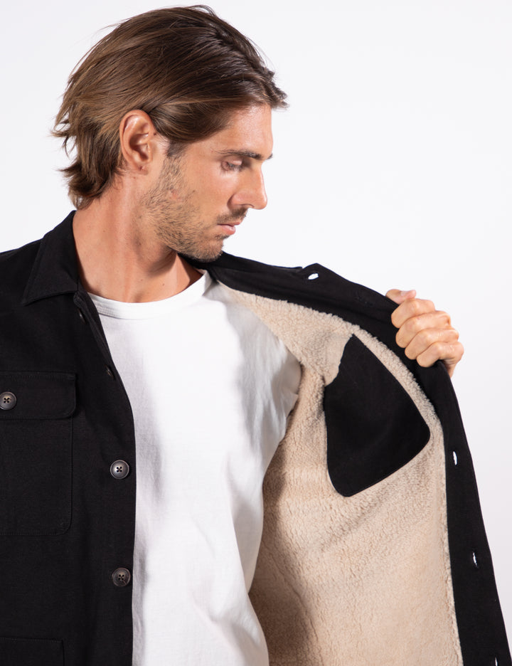 Mr Simple Stockyard Sherpa Jacket in Black | Buster McGee