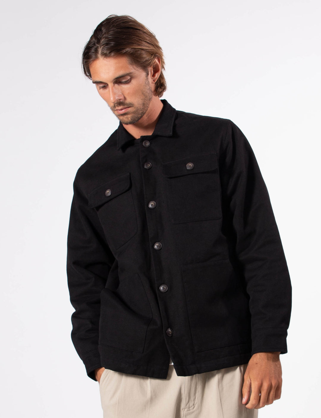 Mr Simple Stockyard Sherpa Jacket in Black | Buster McGee