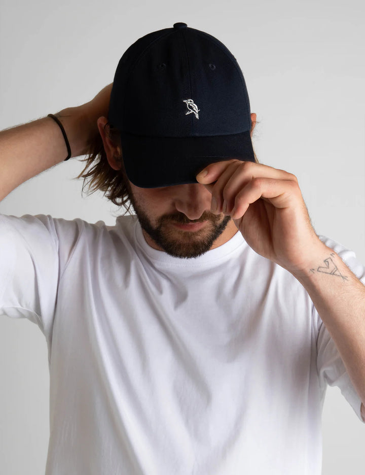 Mr Simple Rog Dad Cap in Navy and Vintage White