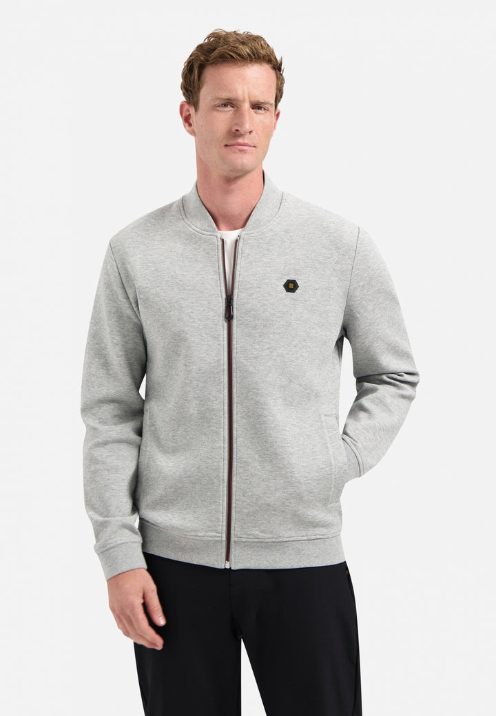 No Excess Timeless Basics Pique Bomber in Grey Melange | Buster McGee