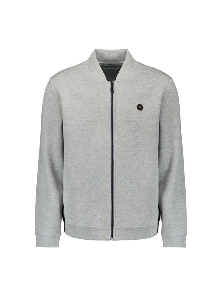 No Excess Timeless Basics Pique Bomber in Grey Melange | Buster McGee