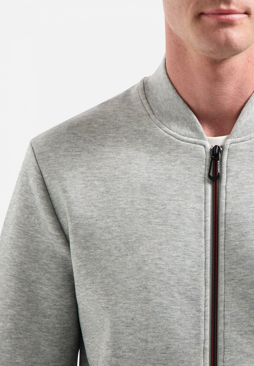 No Excess Timeless Basics Pique Bomber in Grey Melange | Buster McGee