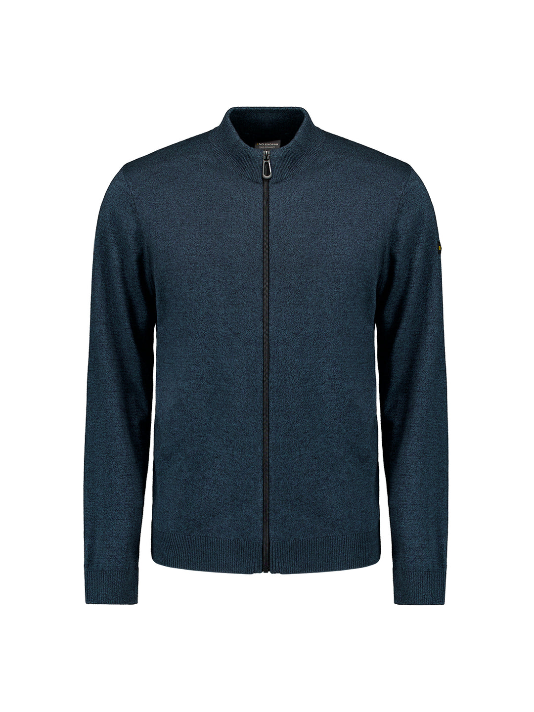 No Excess Timeless Basics Knitted Zip Melange Cardigan in Navy | Buster McGee