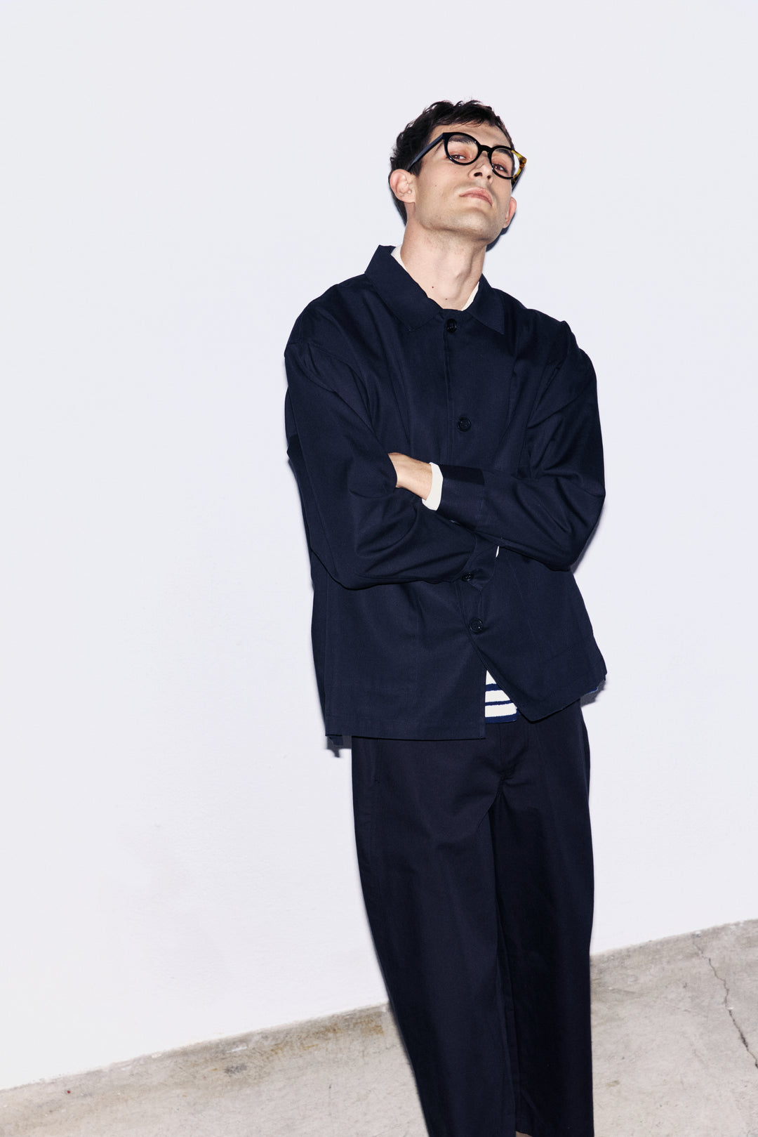 Unfeigned Oversized Work Jacket in Blue Graphite | Buster McGee
