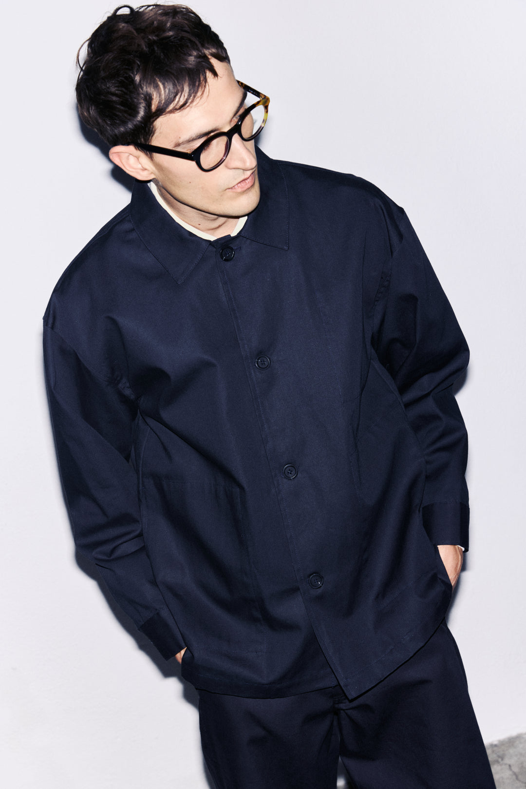 Unfeigned Oversized Work Jacket in Blue Graphite | Buster McGee