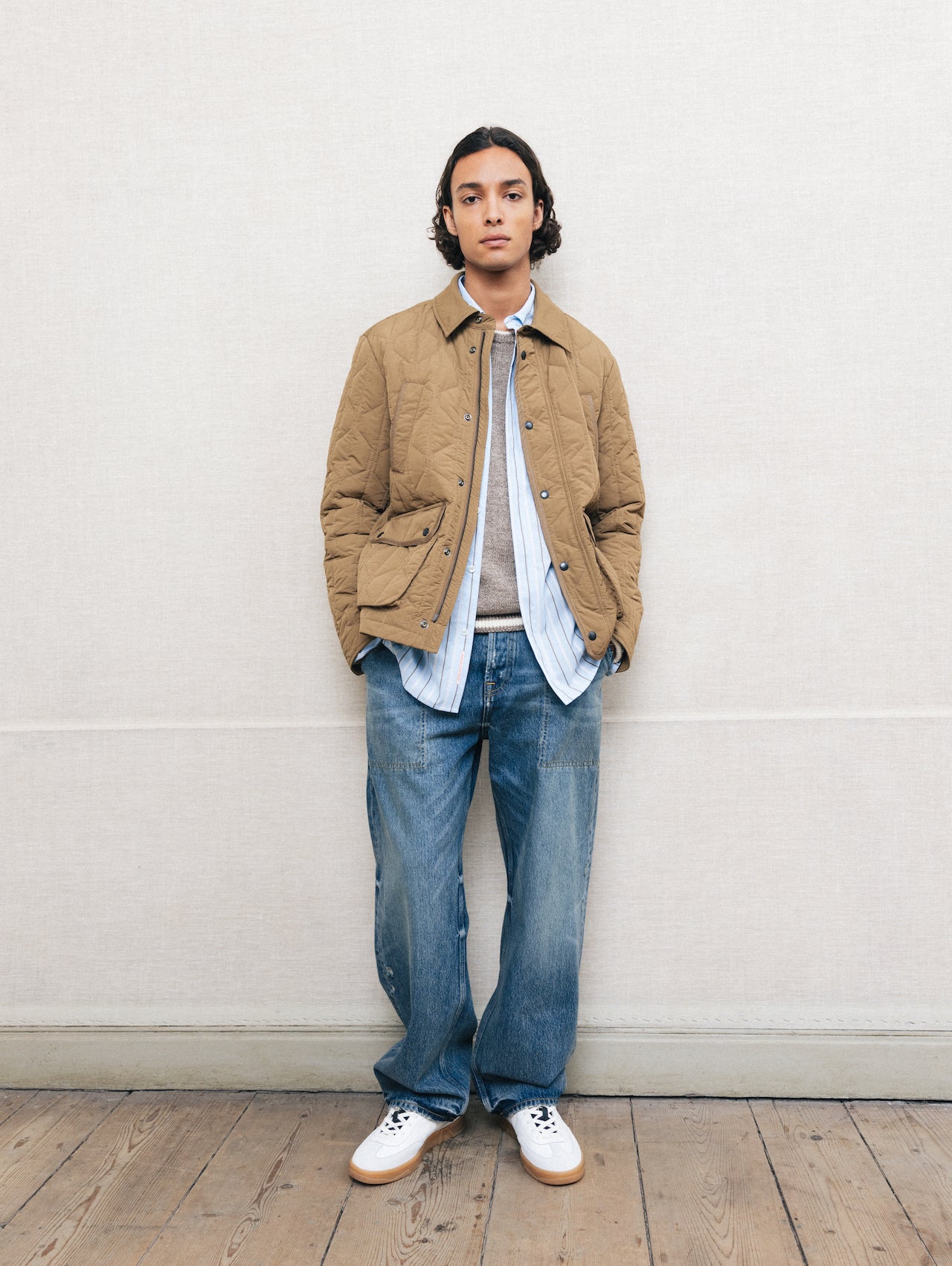 Scotch & Soda Geometric Quilted Coat in Golden Brown | Buster McGee