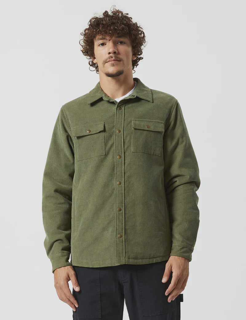 Mr Simple Quilted Cord Jacket in Army | Buster McGee Daylesford