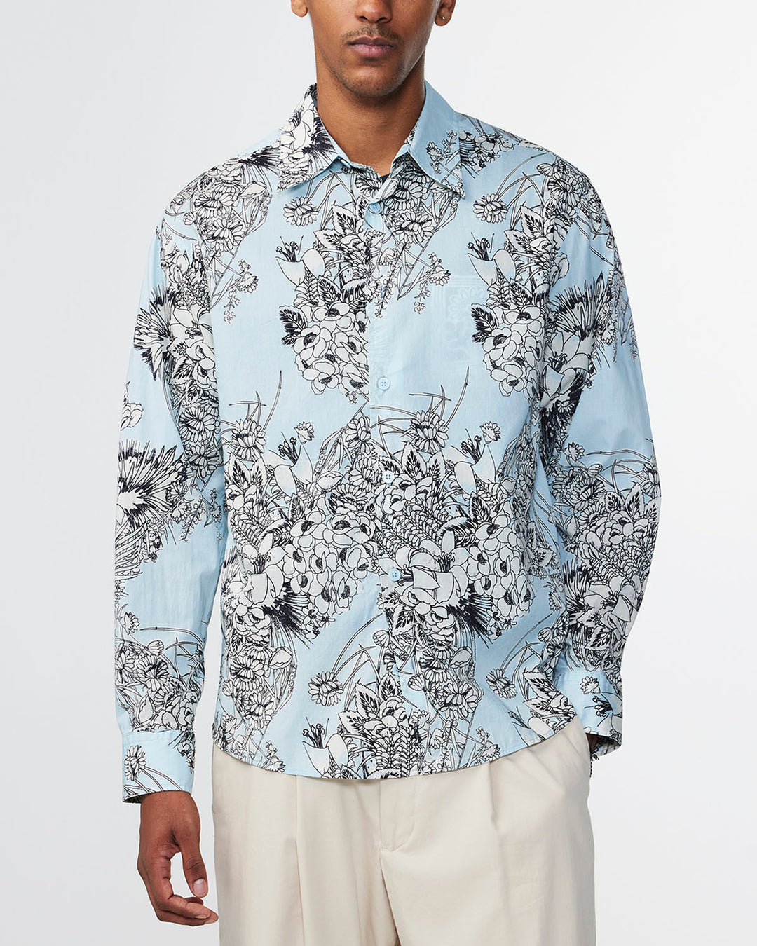 NN07 Quinsy 5733 LS Patterned Shirt in Winter Sky | Buster McGee