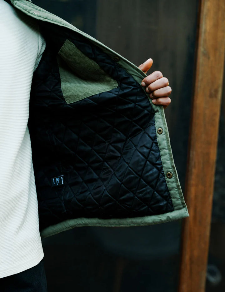 Mr Simple Quilted Cord Jacket in Army | Buster McGee Daylesford