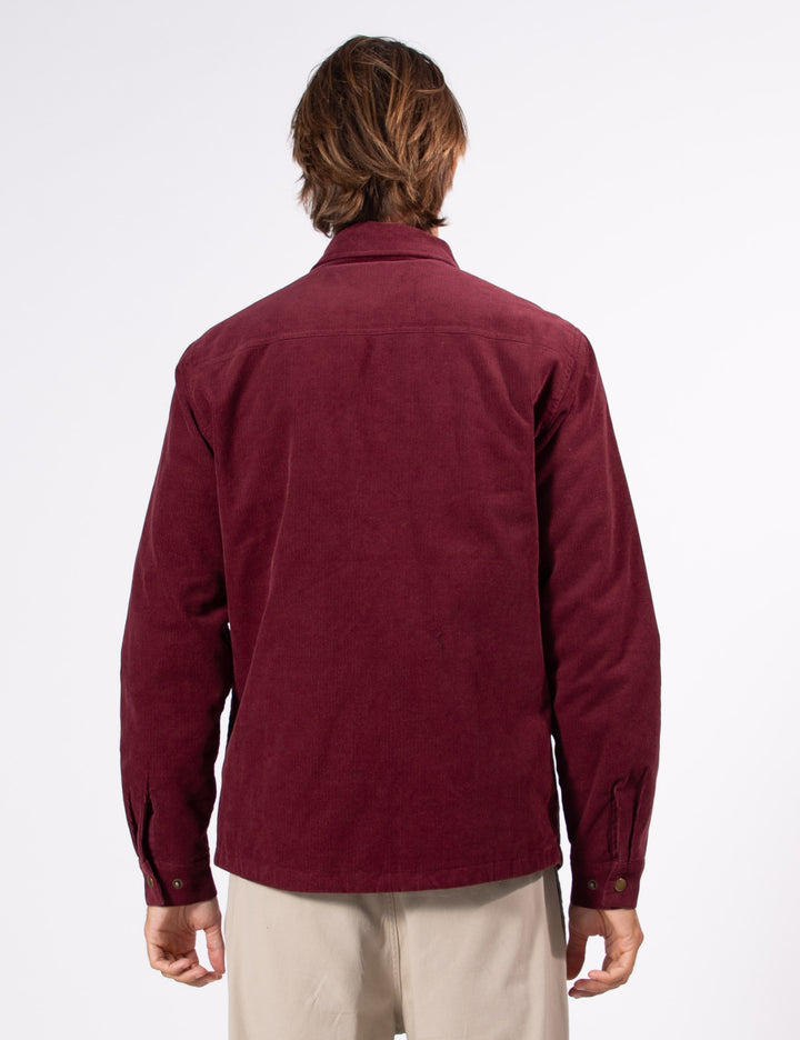 Mr Simple Quilted Cord Jacket in Cherry | Buster McGee