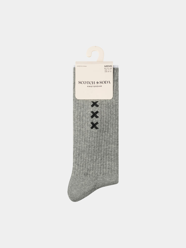 Scotch & Soda 3 Pack Men's Crew Socks in Medium Grey One Size