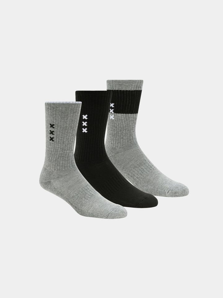 Scotch & Soda 3 Pack Men's Crew Socks in Medium Grey One Size