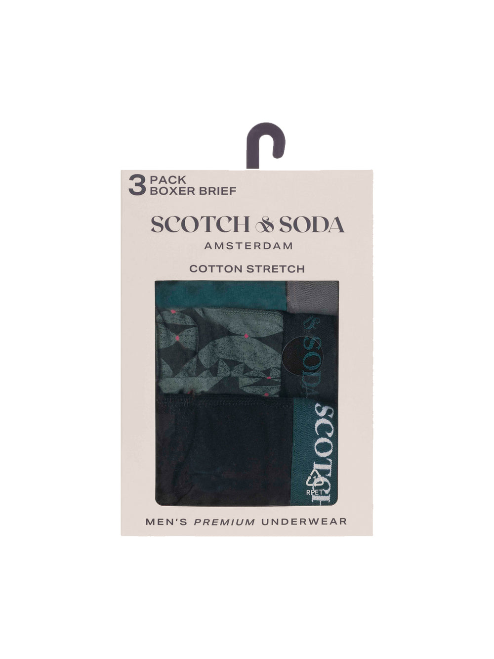 Scotch & Soda 3 Pack Men's Boxer Briefs in Black Green | Buster McGee