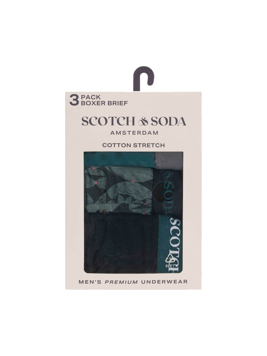 Scotch & Soda 3 Pack Men's Boxer Briefs in Black Green | Buster McGee