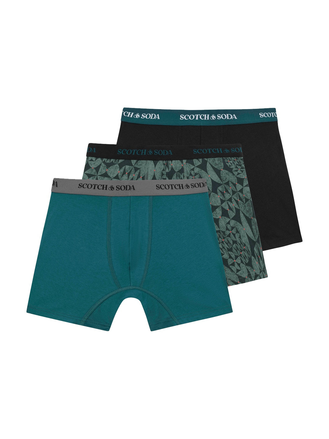 Scotch & Soda 3 Pack Men's Boxer Briefs in Black Green | Buster McGee