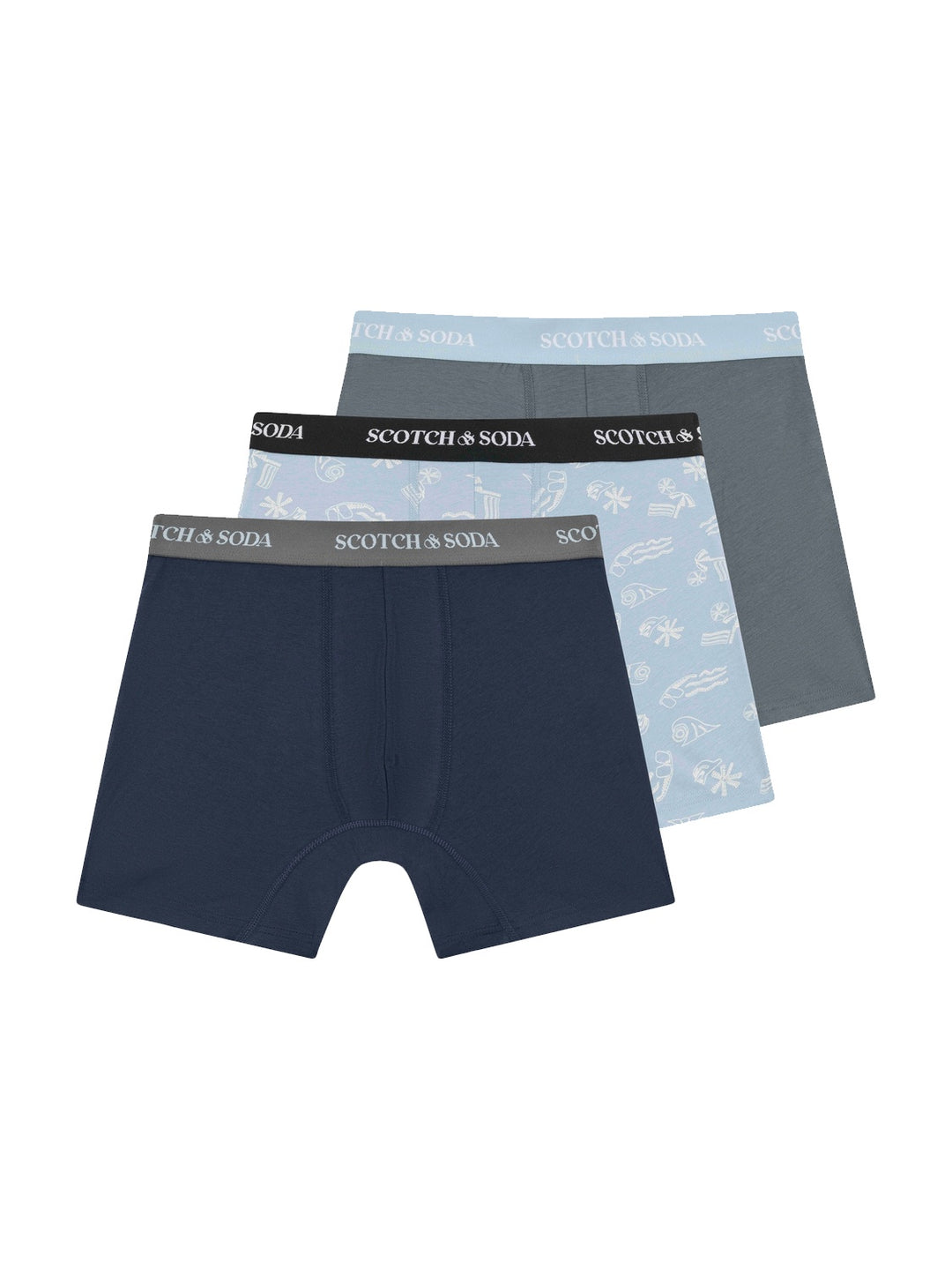 Scotch & Soda 3 Pack Men's Boxer Briefs in Blue Grey | Buster McGee