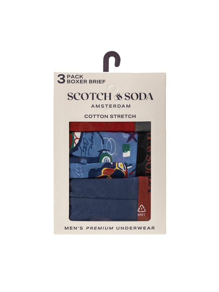Scotch & Soda 3 Pack Men's Boxer Briefs in Red Blue | Buster McGee