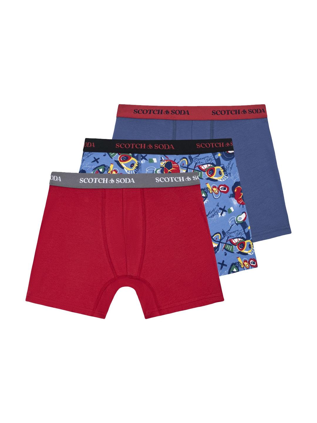 Scotch & Soda 3 Pack Men's Boxer Briefs in Red Blue | Buster McGee