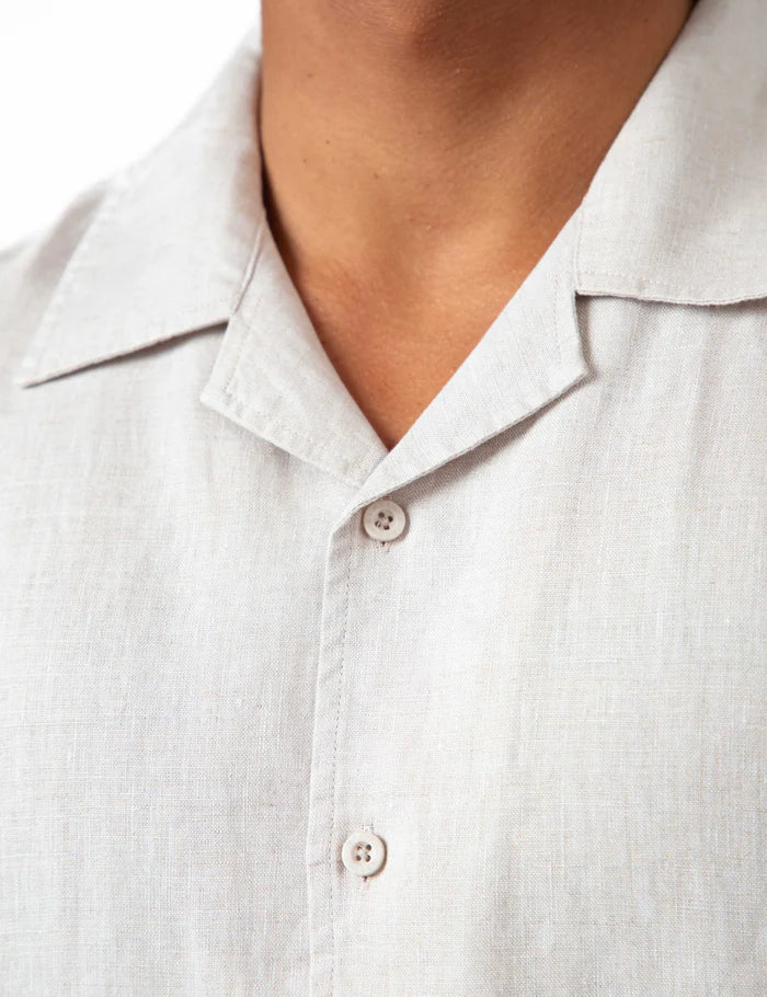 Mr Simple Cuban Linen Short Sleeve Shirt in Natural | Buster McGee