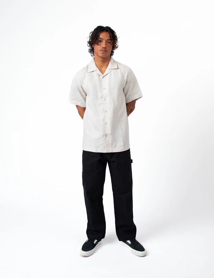 Mr Simple Cuban Linen Short Sleeve Shirt in Natural | Buster McGee