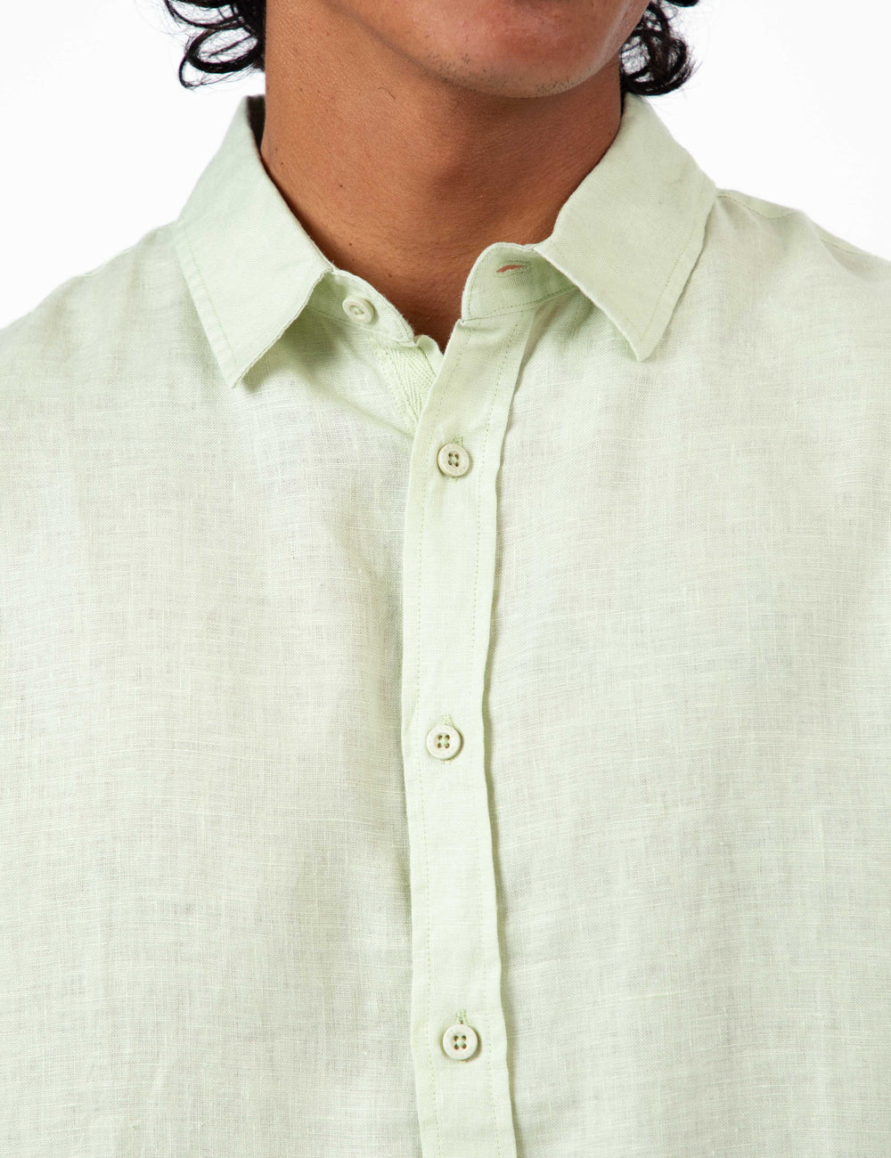 Mr Simple Linen Long Sleeve Shirt in Fog Green | Buster McGee
