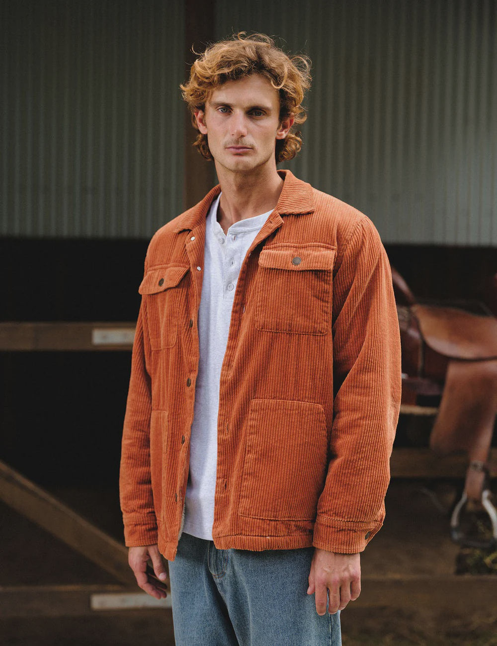 Mr Simple Stockyard Sherpa Jacket in Brick Cord | Buster McGee