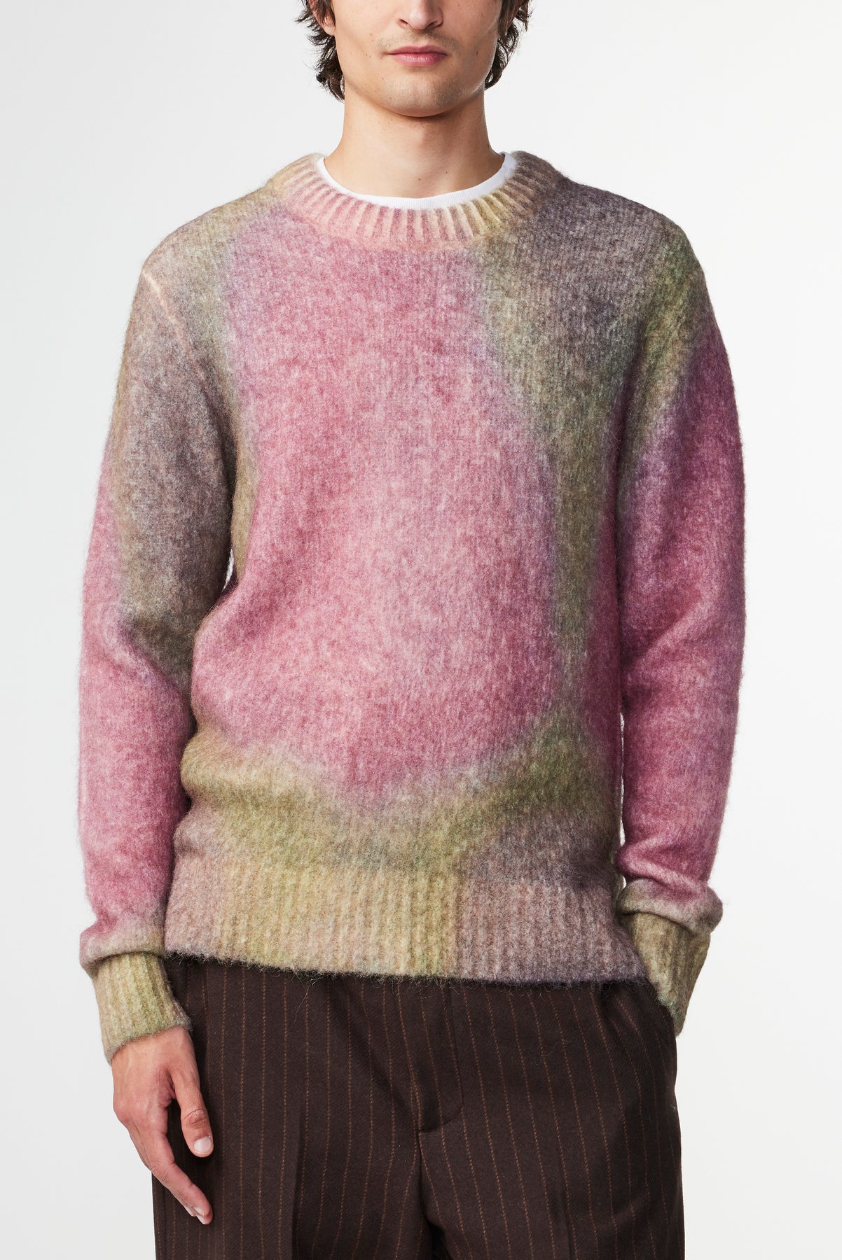 NN07 Brady Print 6672 Crewneck Sweater in Grape Shake Buster McGee