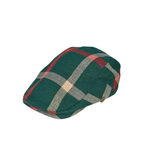 Carter Cotton Plaid Flat Cap in Forest | Buster McGee Daylesford