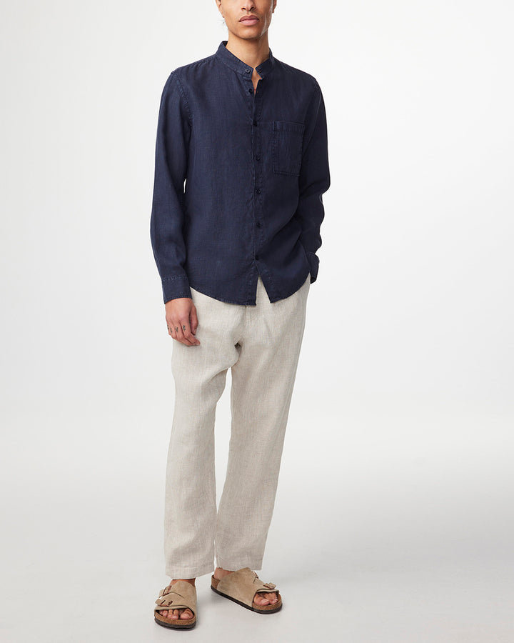 NN07 - Eddie 5706 Linen LS Shirt in Navy Blue | Buster McGee