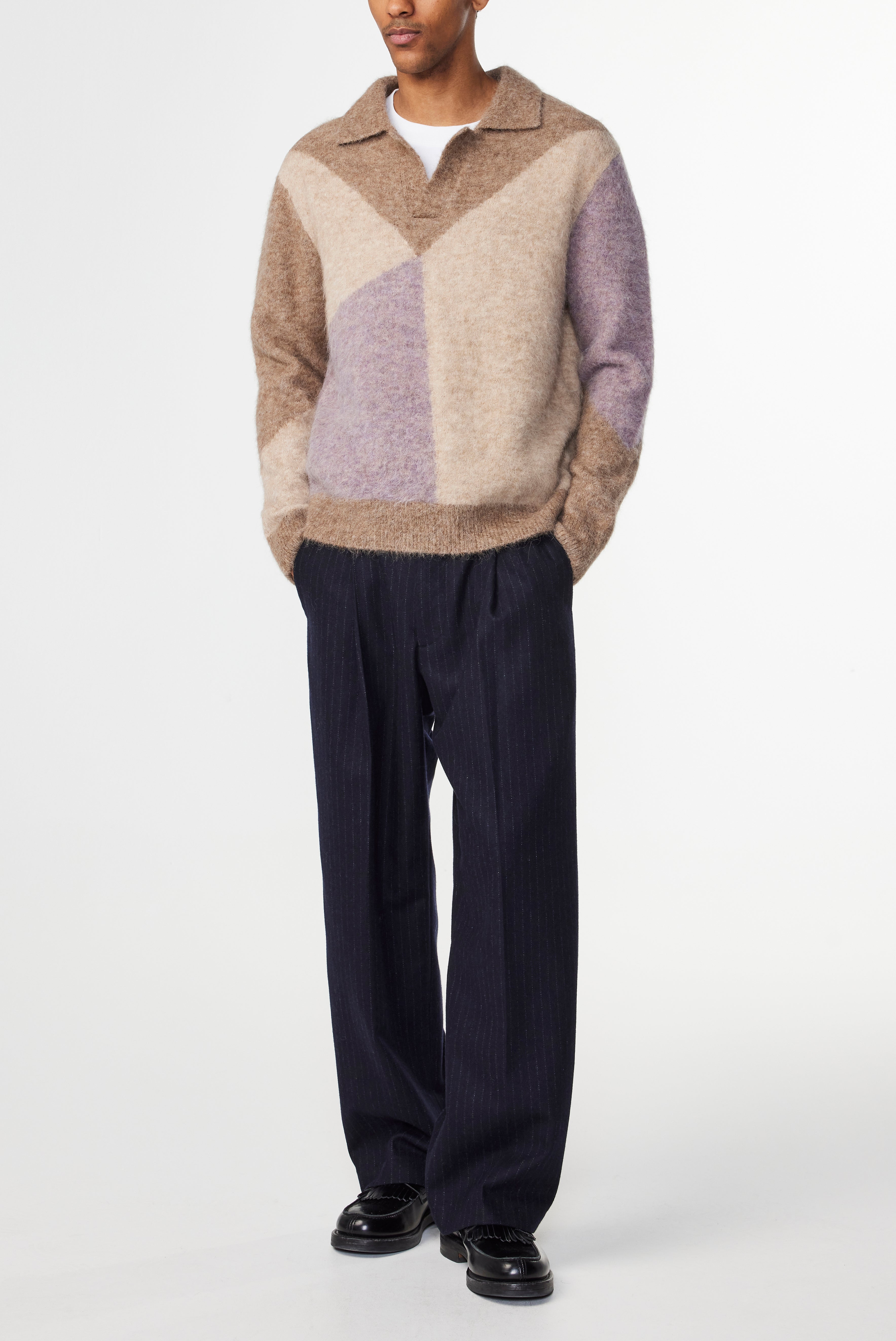 NN07 Hope 6670 LS Intarsia Polo in Multi Colour | Buster McGee