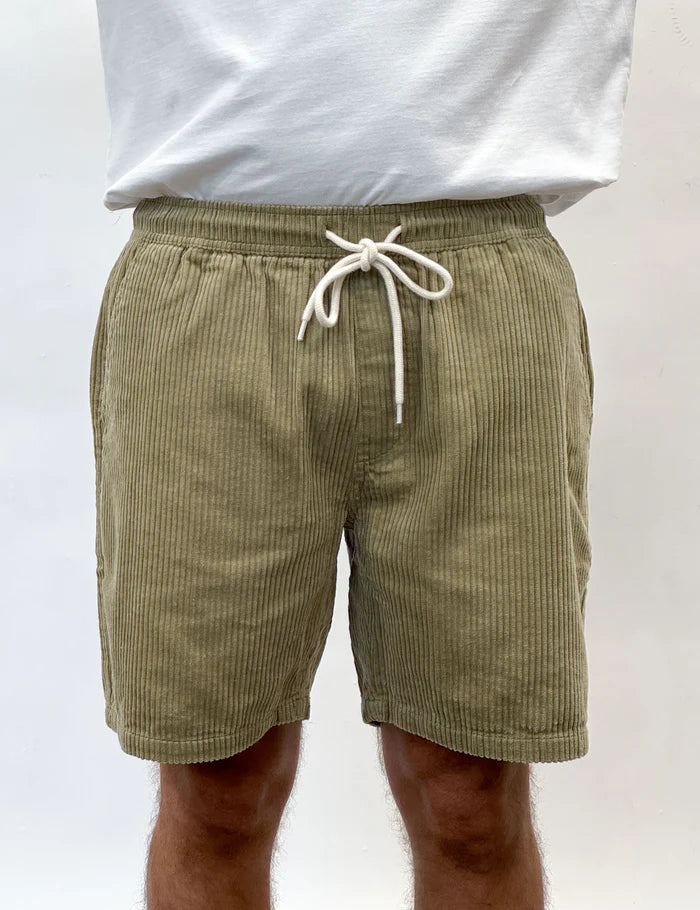 Mr Simple Burbank Cord Shorts in Slate Green Cord | Buster McGee