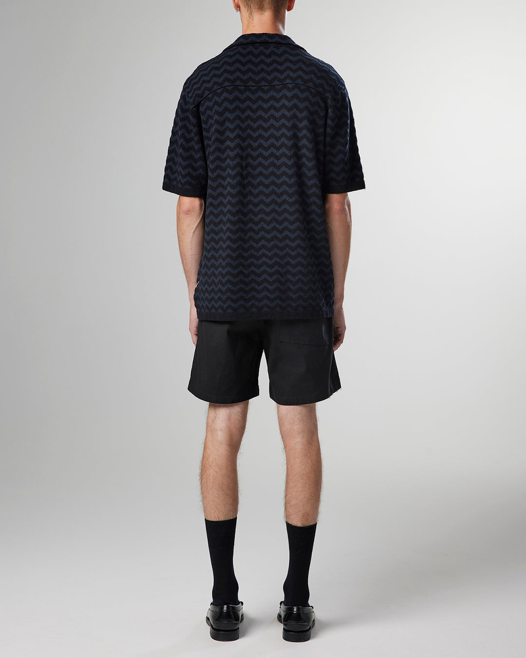 NN07 - Julio 6564 Knitted Bowling Shirt in Black | Buster McGee