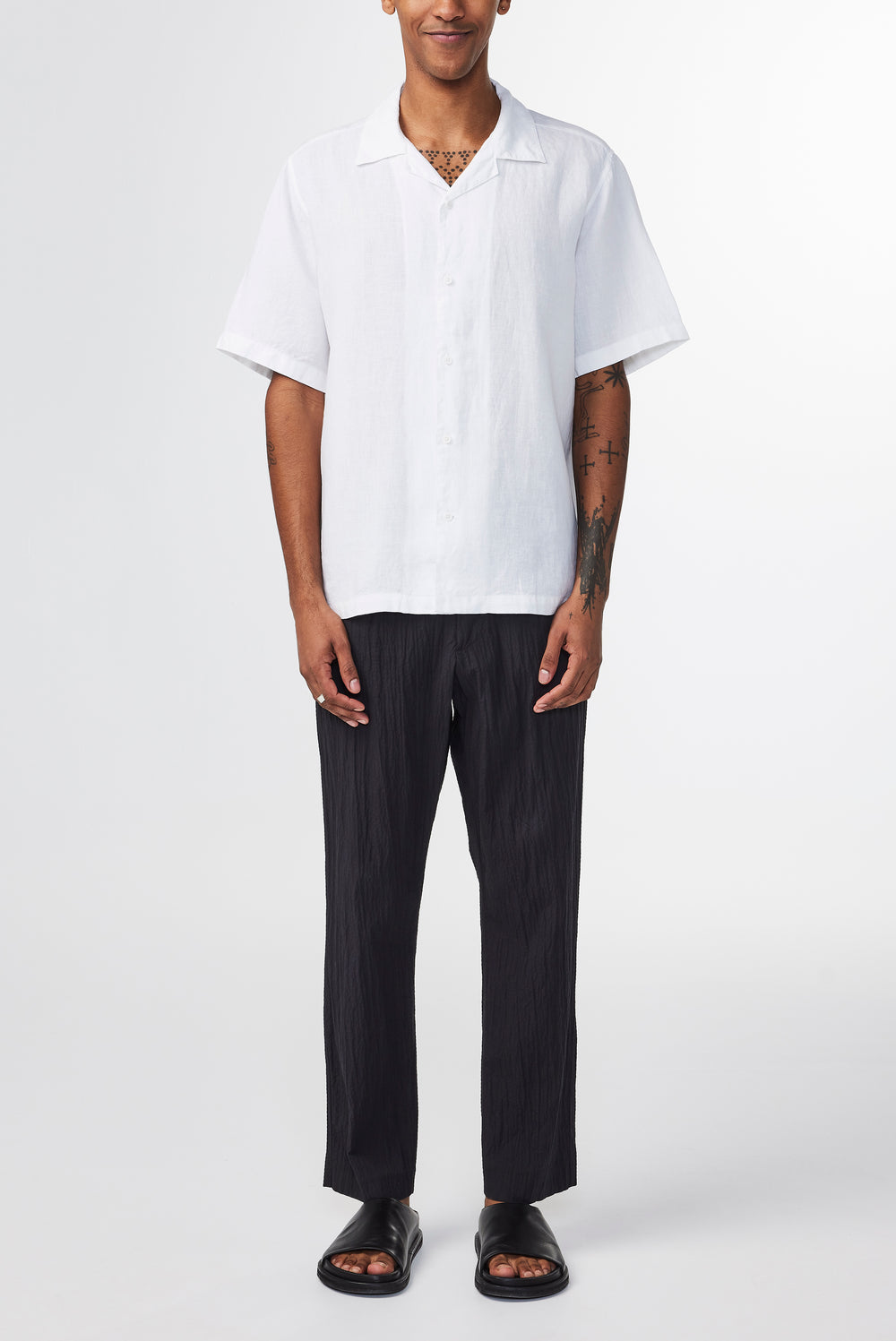 NN07 Julio SS NO PKT 5706 Linen Shirt in White | Buster McGee