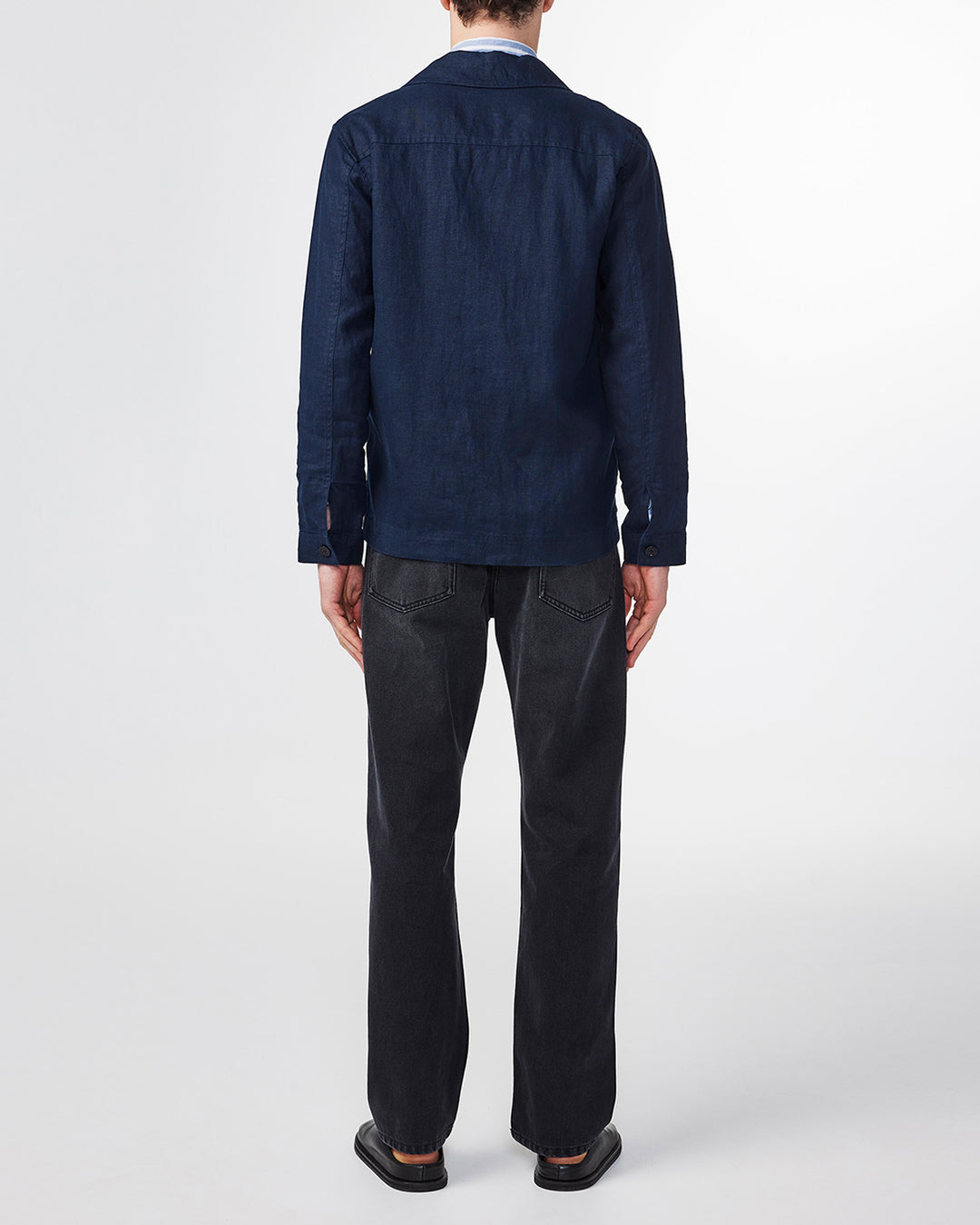 NN07 Olav 1454 Linen Overshirt in Navy Blue | Buster McGee