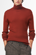 NN07 Richard Rib 6611 Turtleneck Sweater in Red Brown | Buster McGee